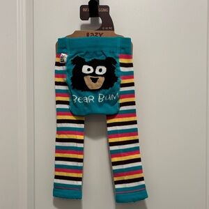 Lazy One Bear Bum Kids Leggings - Teal and Striped